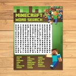 Minecraft Word Search Party Activity Green Blocks