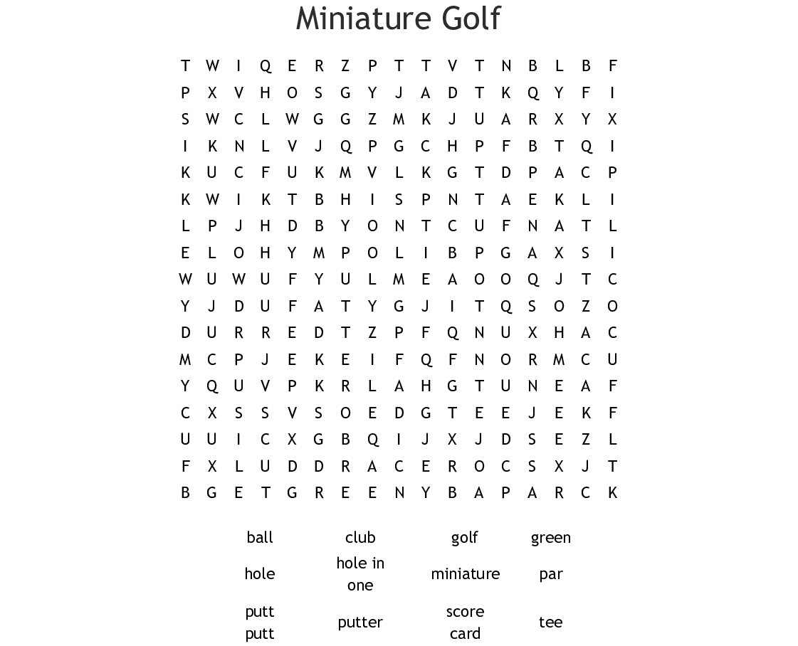 Miniature Golf Word Search - Wordmint