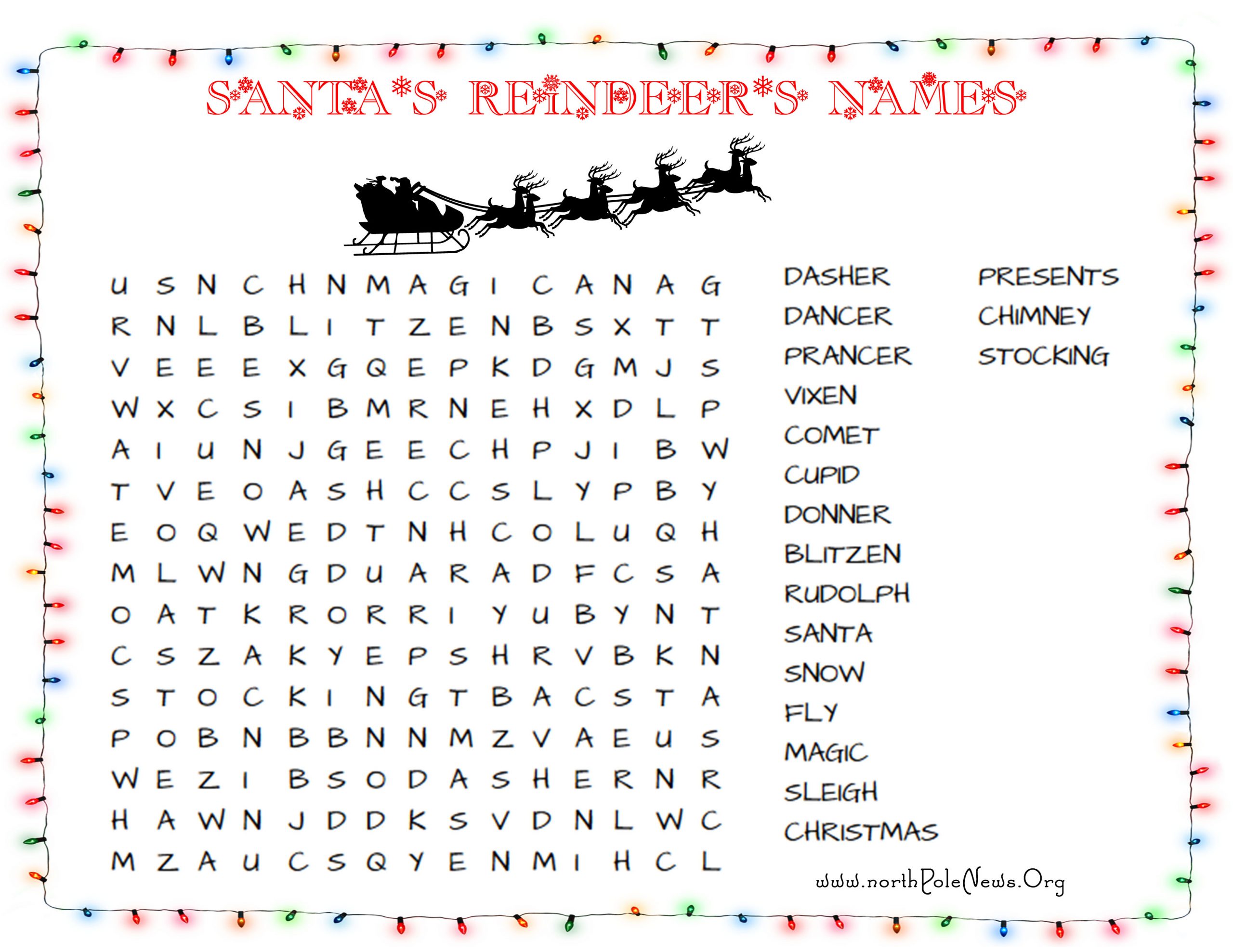 More Printable Christmas Word Searches | North Pole News