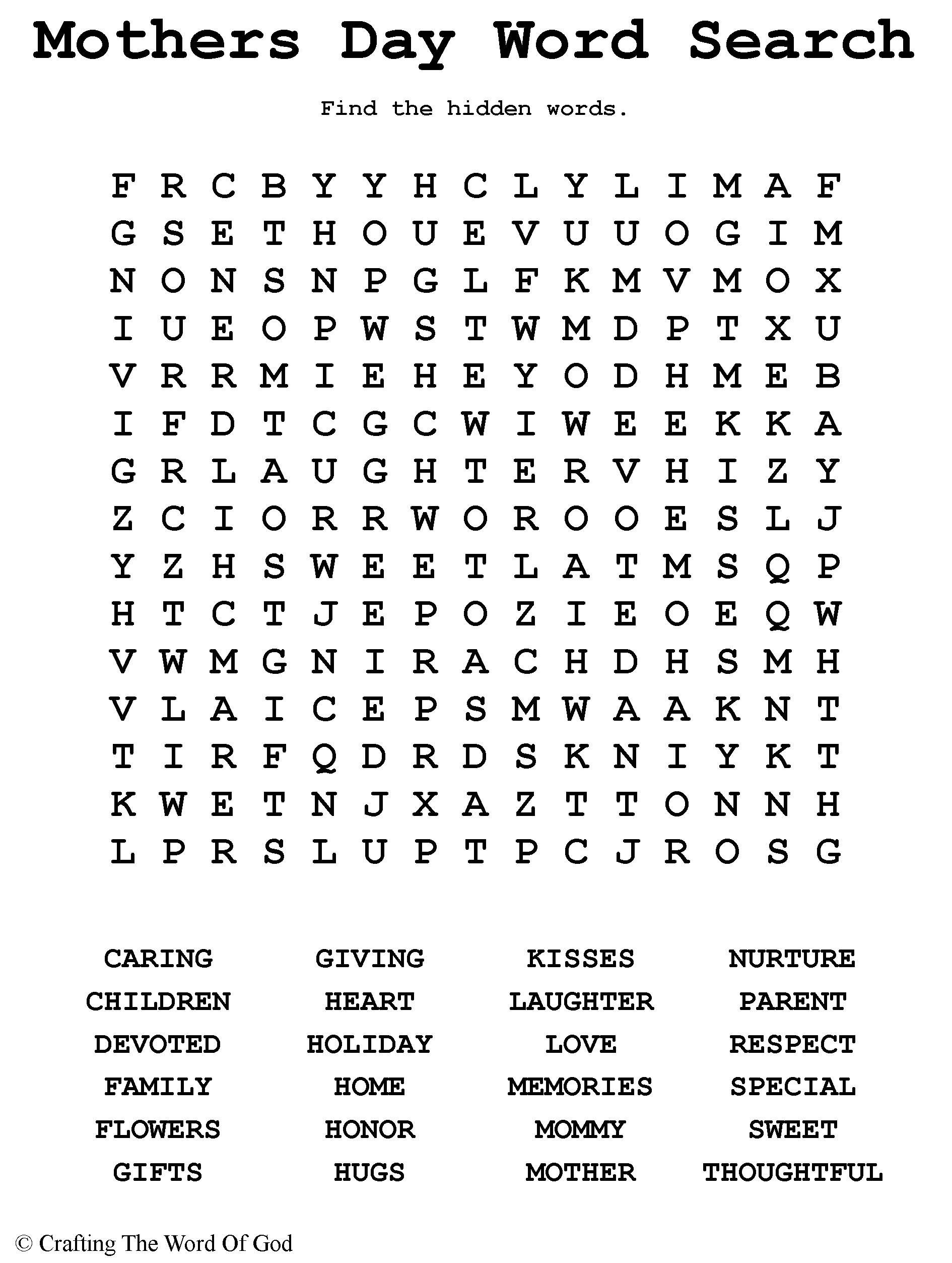 Mother S Day Word Search Puzzle Printable Word Search Printable - Gambaran