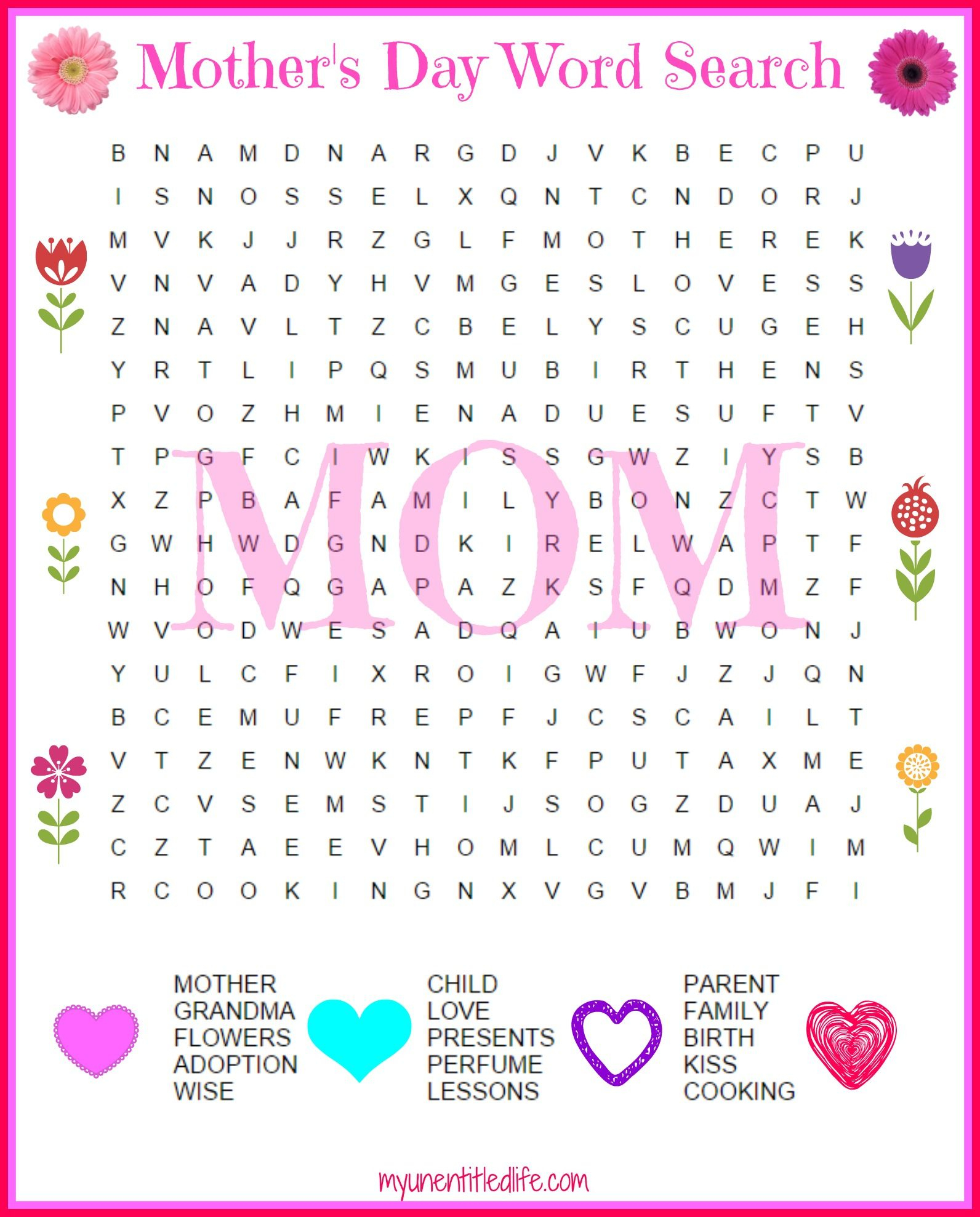 Mothers Day Word Search Free Printable | Mother&amp;#039;s Day Games