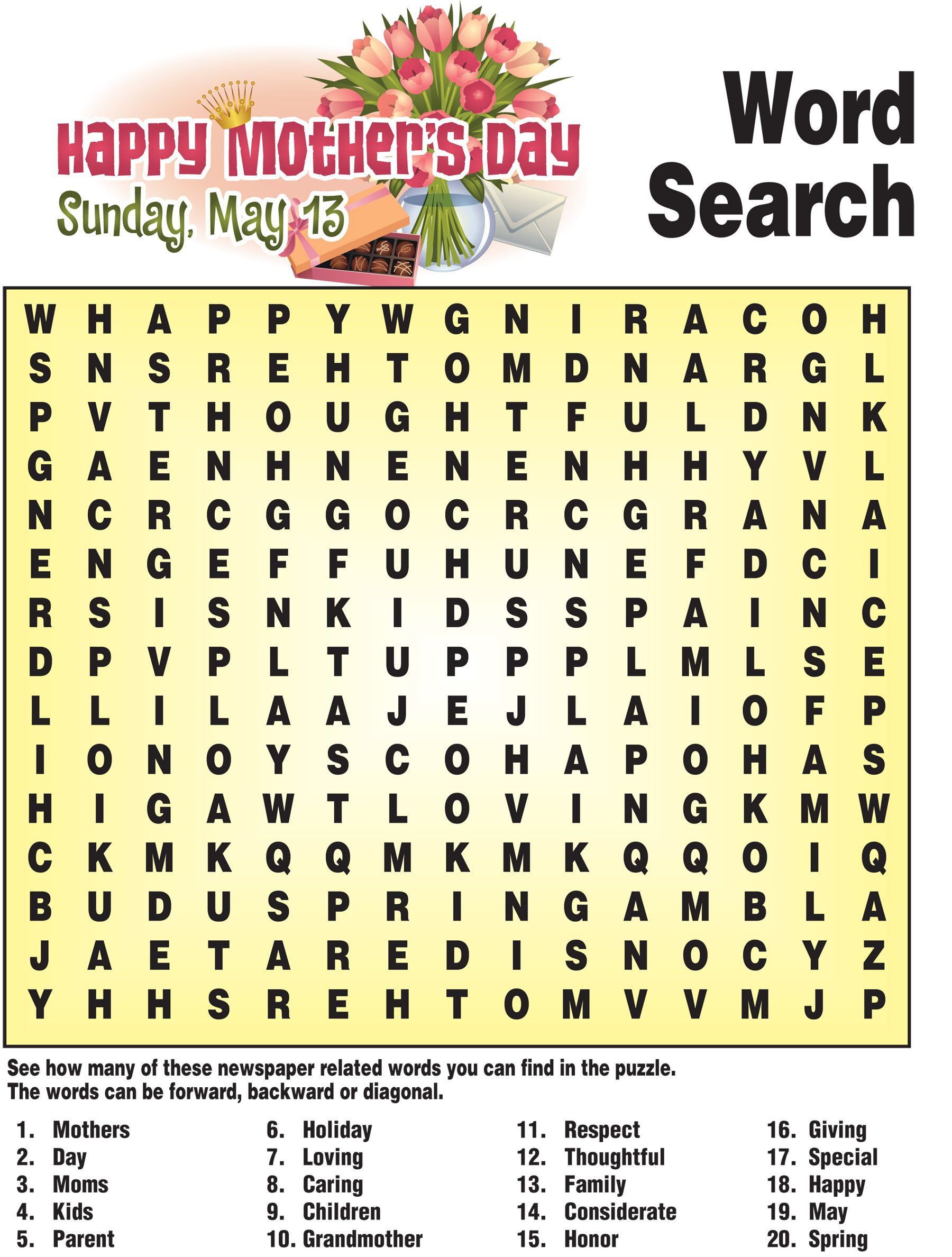 Mothers Day Word Search | Happy Mothers Day, Mother&amp;#039;s Day