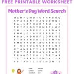 Mother's Day Word Search Printable Worksheet With 12