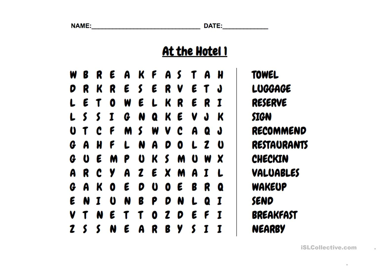 My First Trip - Unit 3 Vocab Wordsearch - English Esl