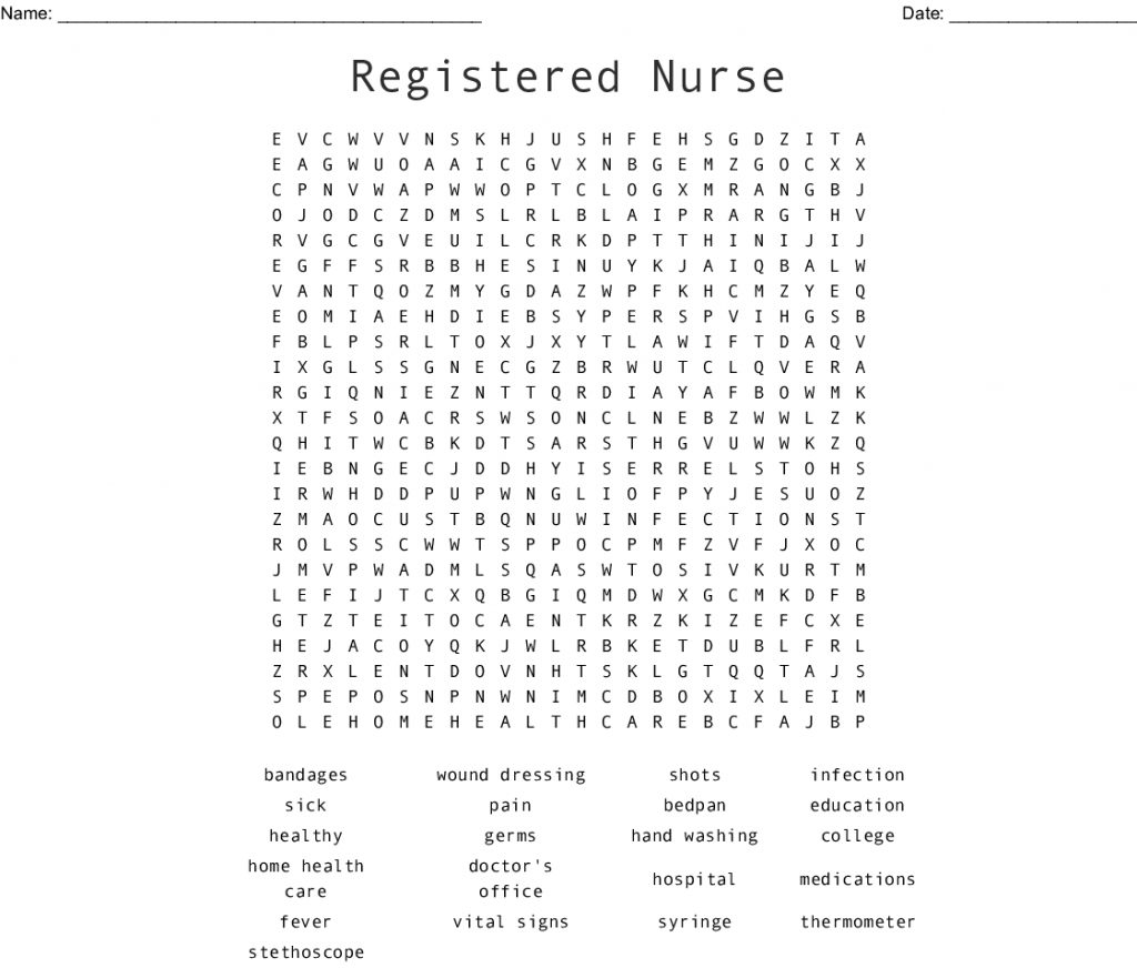 National Nurses Week Word Search Wordmint Word Search Printable