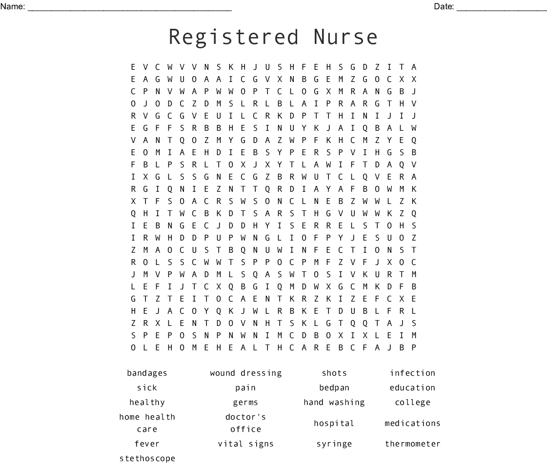National Nurses Week Word Search - Wordmint