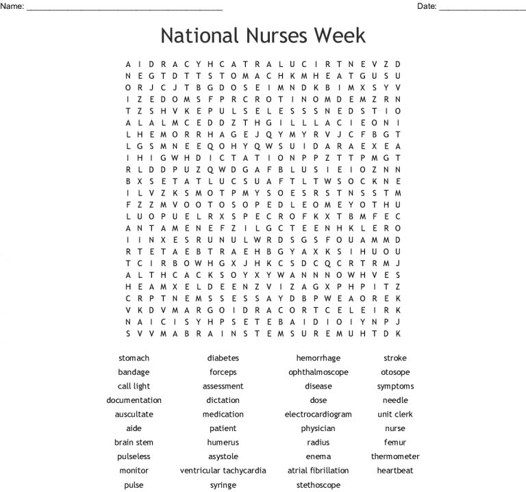 National Nurses Week Word Search - Wordmint | Word Search Printable