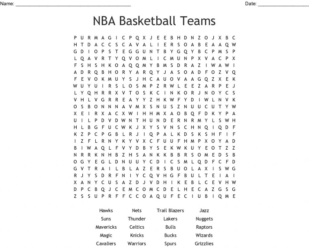 Nba Basketball Teams Word Search Wordmint Word Search Printable