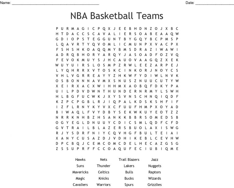 Nba Basketball Teams Word Search Wordmint Word Search Printable