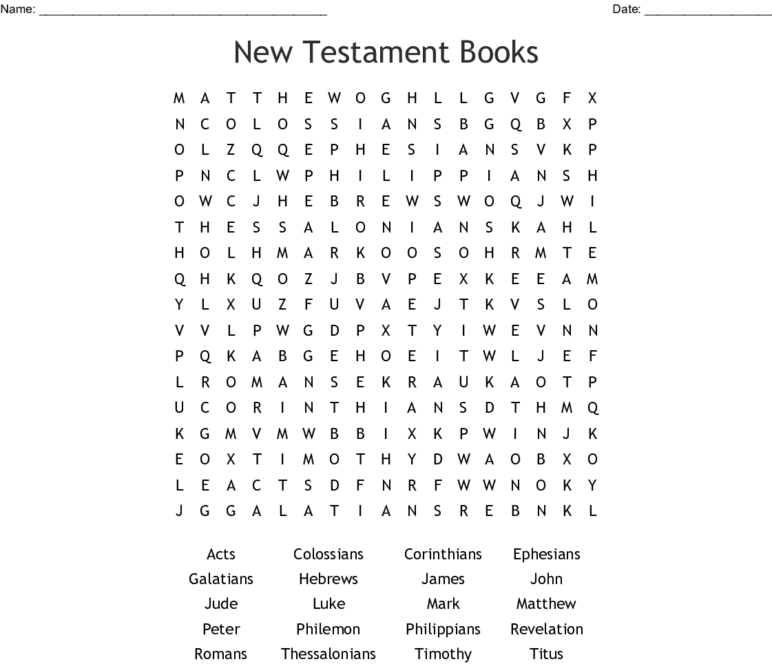 New Testament Books Word Search - Wordmint