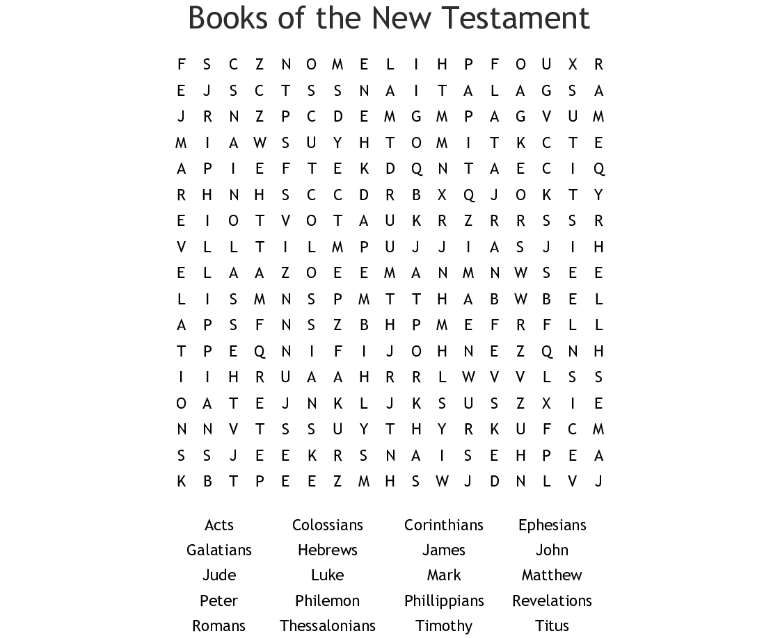 New Testament Books Word Search - Wordmint