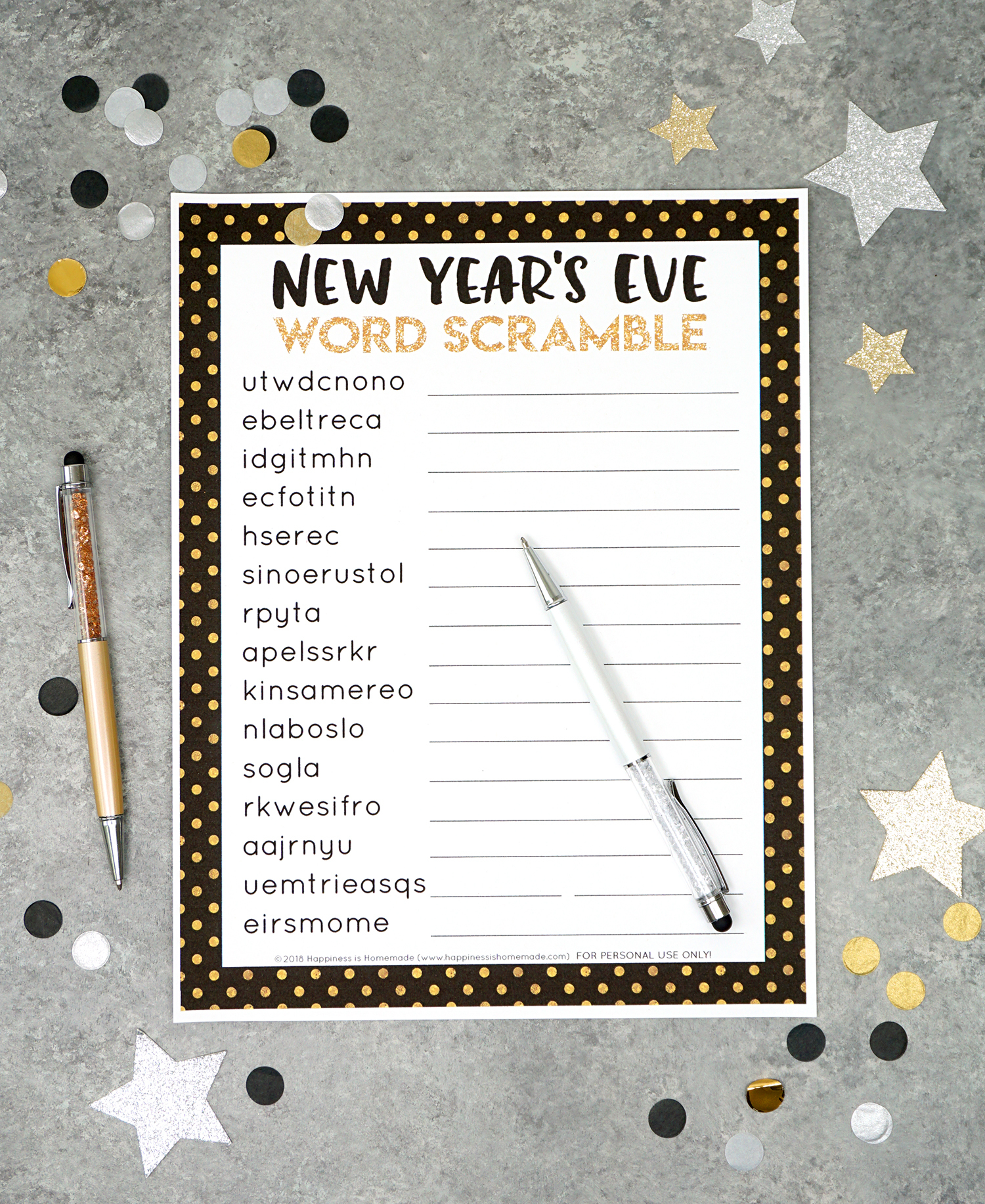 New Year&amp;#039;s Eve Word Scramble Printable - Happiness Is Homemade