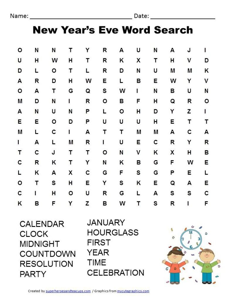 New Year's Eve Word Search Free Printable | New Year's Eve