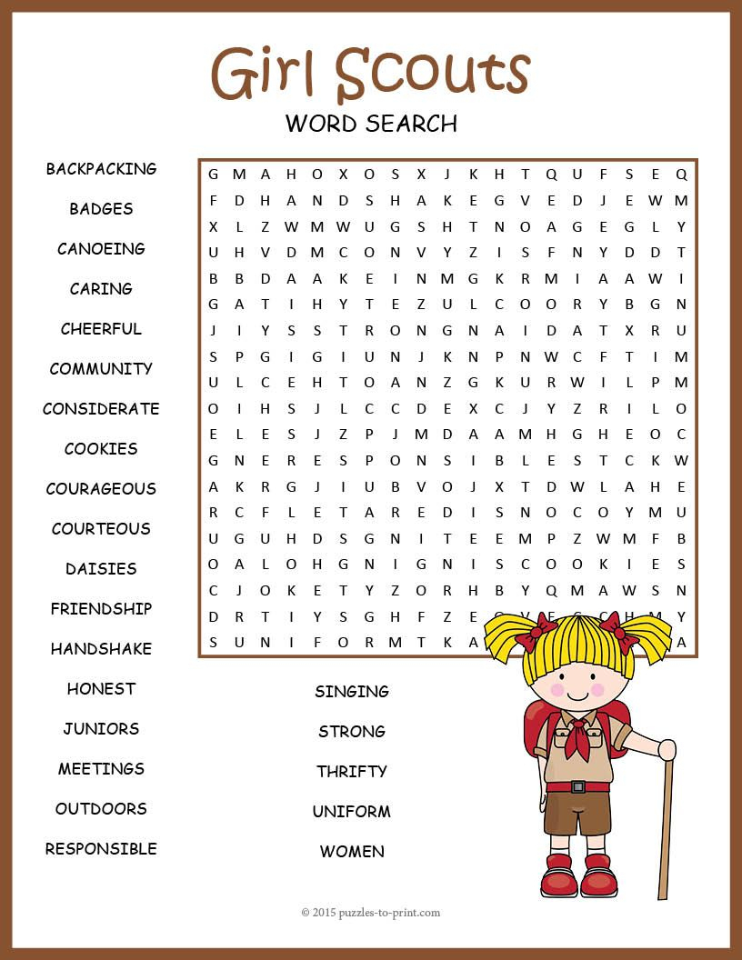 No Prep Girl Scouts Word Search Fun | Girl Scout Activities