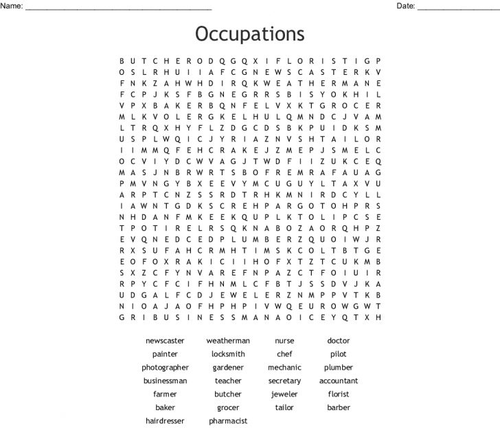 Occupations Word Search - Wordmint - Word Search Printable