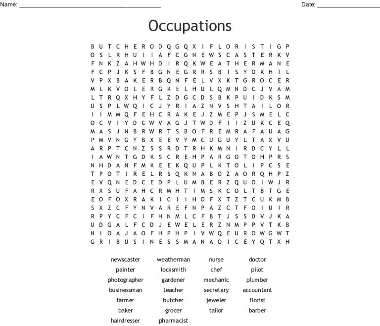 Occupations Word Search - Wordmint - Word Search Printable