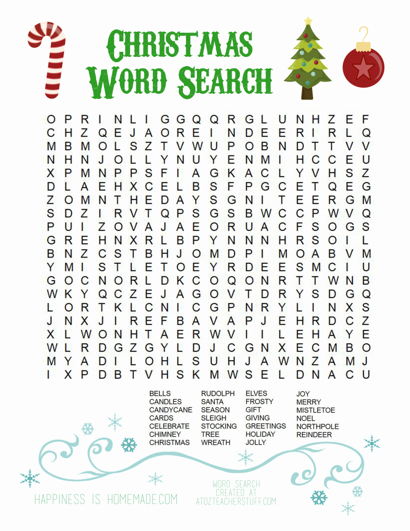 Page 1 Of 1 | Christmas Charades, Christmas Word Search
