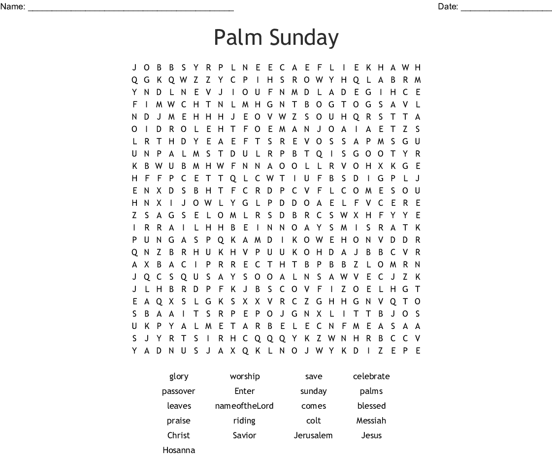 Palm Sunday Word Search - Wordmint
