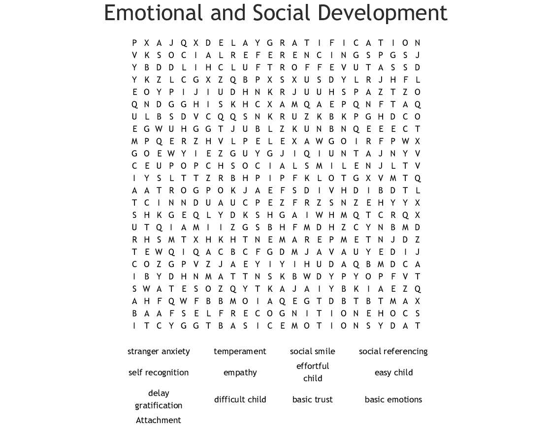 Personal And Social Development Word Search - Wordmint