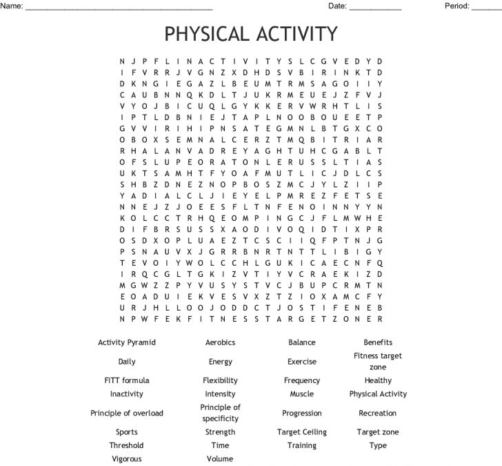 Physical Activity Word Search Wordmint Word Search Printable