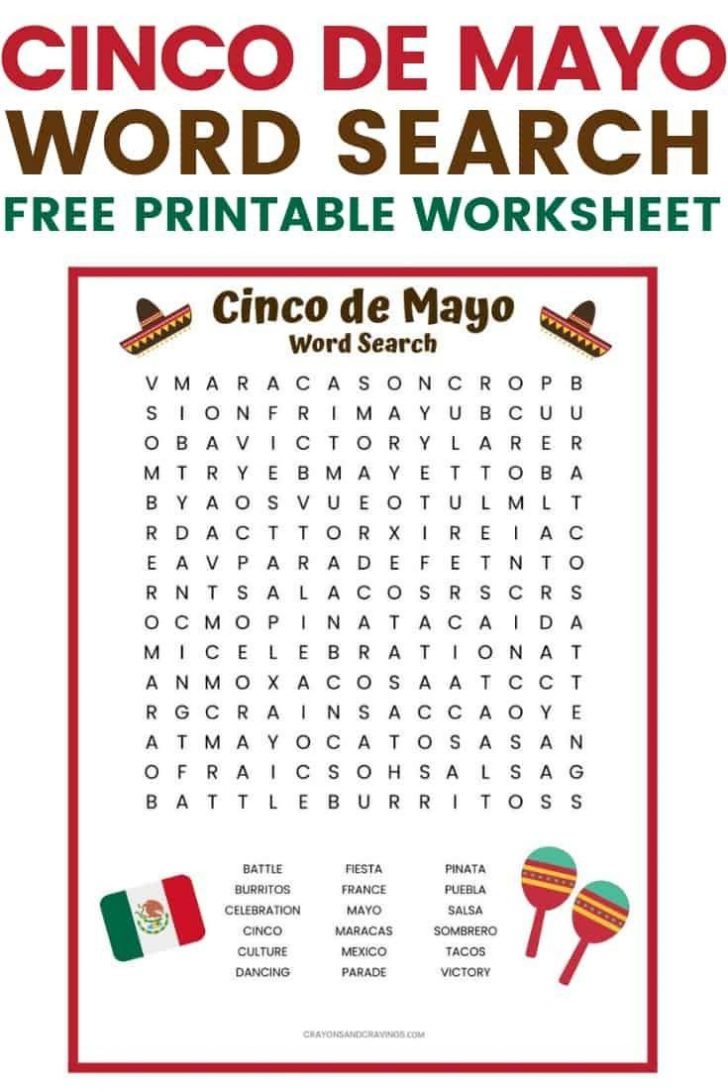 Free Printable Cinco De Mayo Word Search