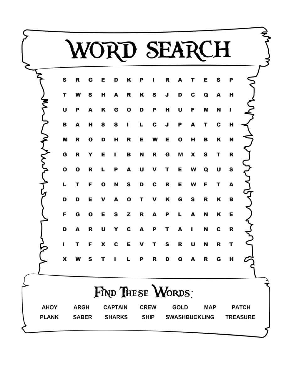 Pirates Voyage Activity Sheet - Word Search | Pirate Words