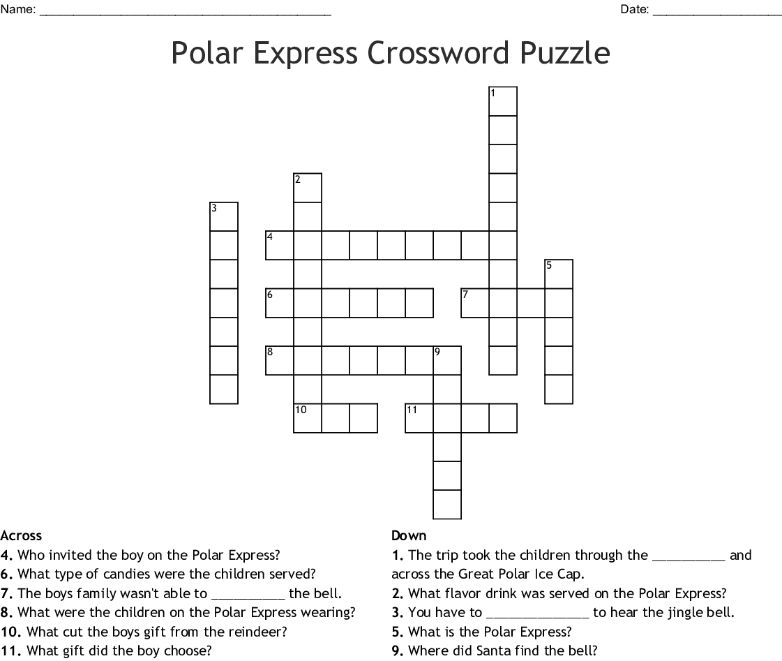 Polar Express Crossword Puzzle - Wordmint