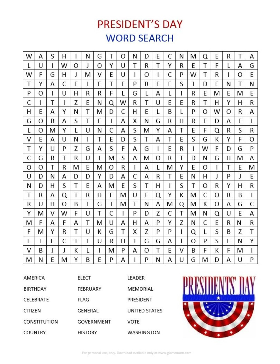 President&amp;#039;s Day Word Search Printable - Glamamom