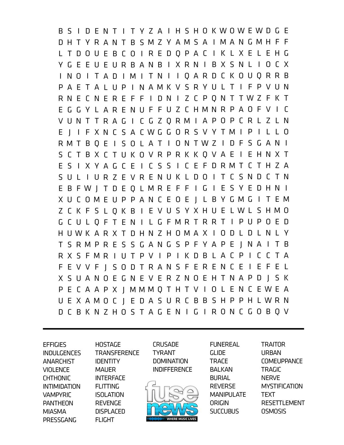 Print And Play The David Bowie Album Word Search Game