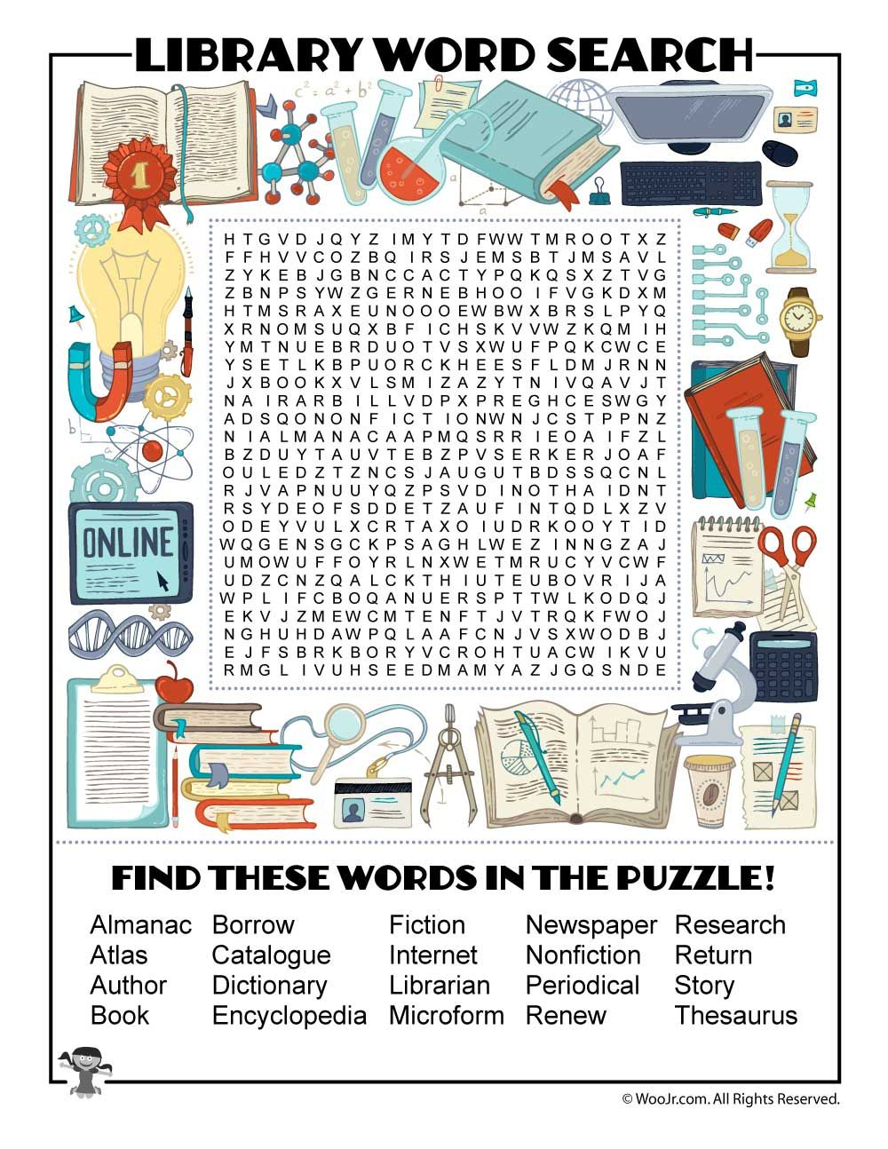 Library Word Search Free Printable