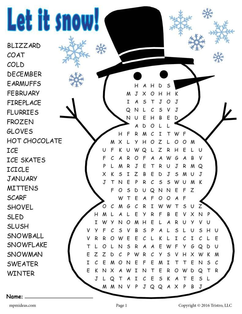 Printable Winter Word Search | Holiday Words, Winter Words