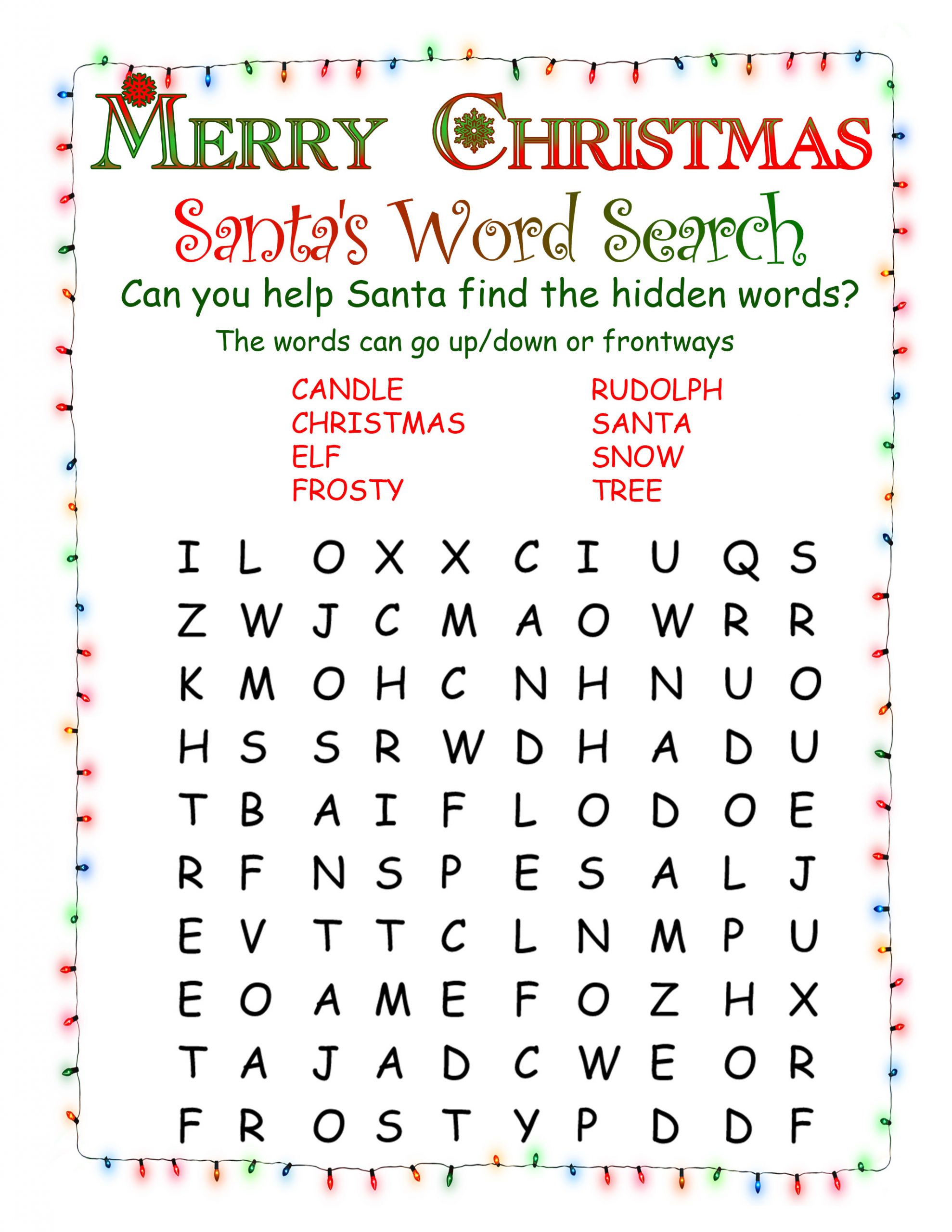 Printable Word Searches | North Pole News