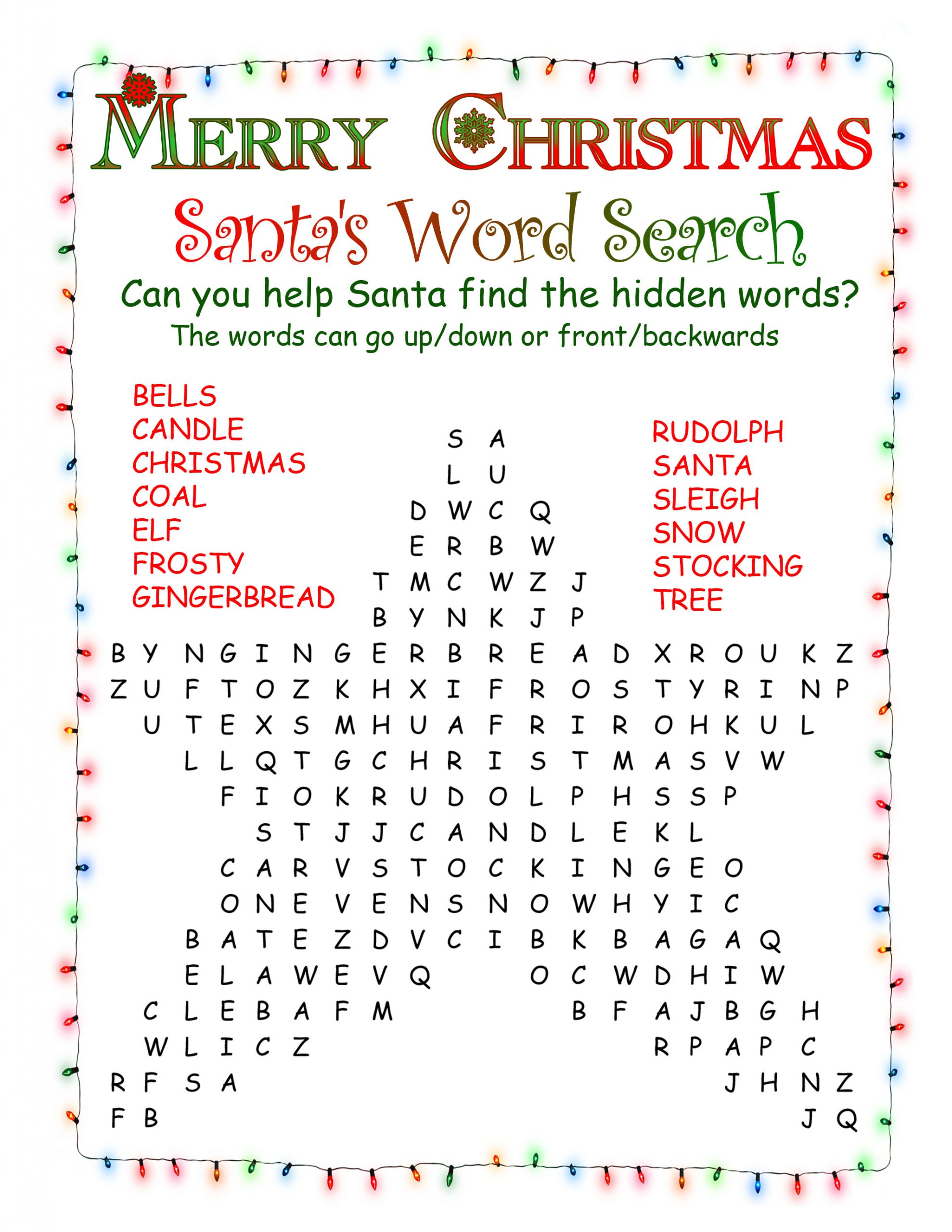 Printable Word Searches | North Pole News