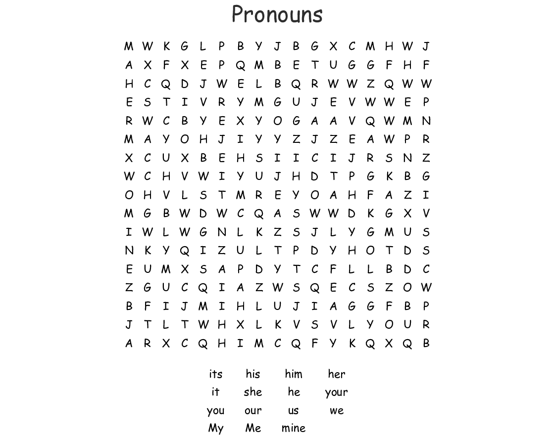 Pronouns Word Search - Wordmint
