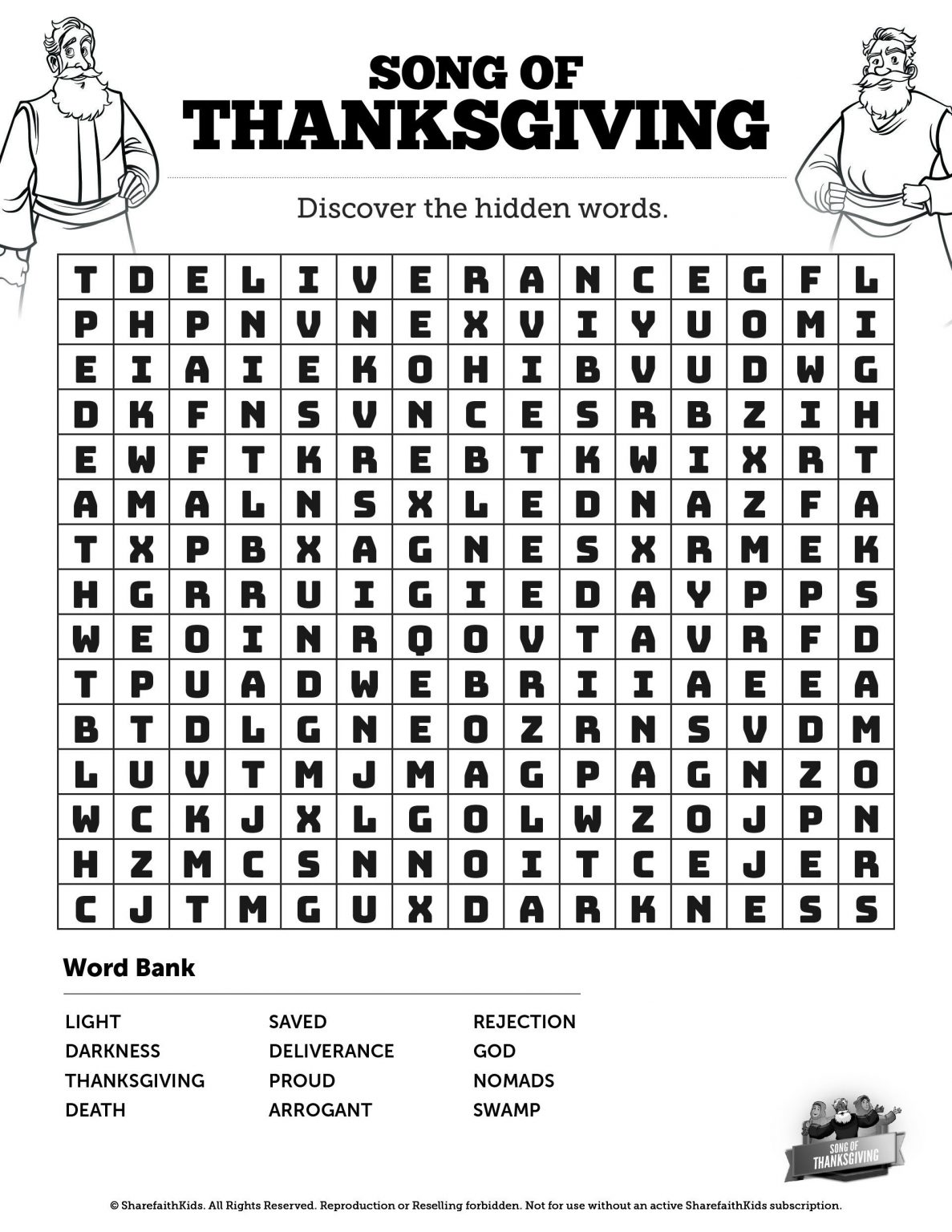 Psalm 107 Song Of Thanksgiving Bible Word Search Puzzles If Word