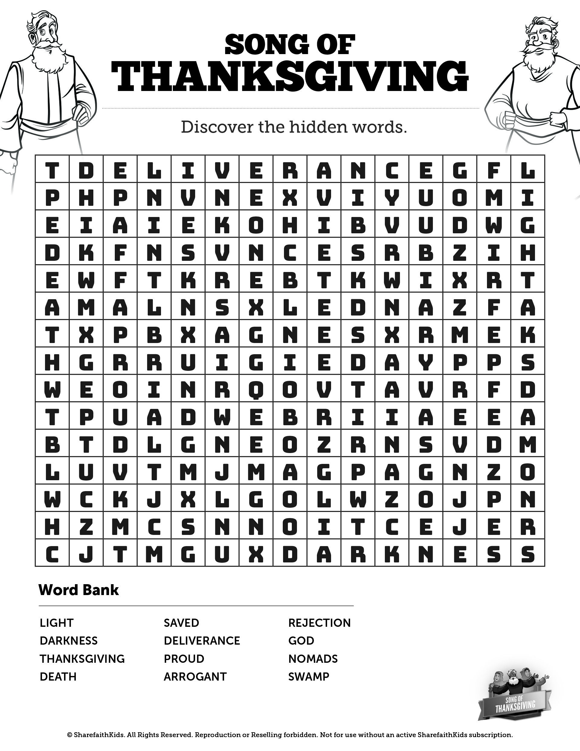 Religious Thanksgiving Word Search Printable | Word Search Printable - Thanksgiving Bible Word Search Printable