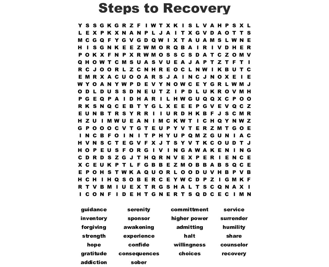 Recovery Word Search - Wordmint