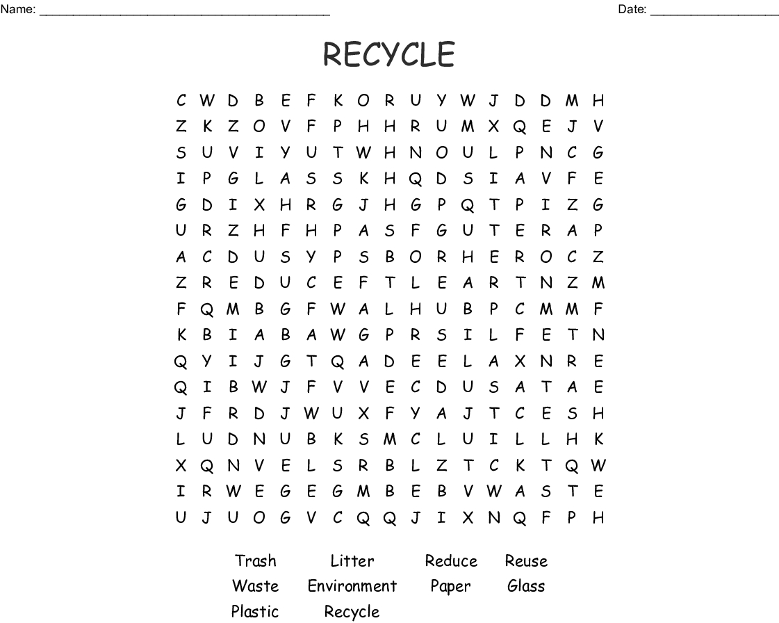 Recycle Word Search - Wordmint