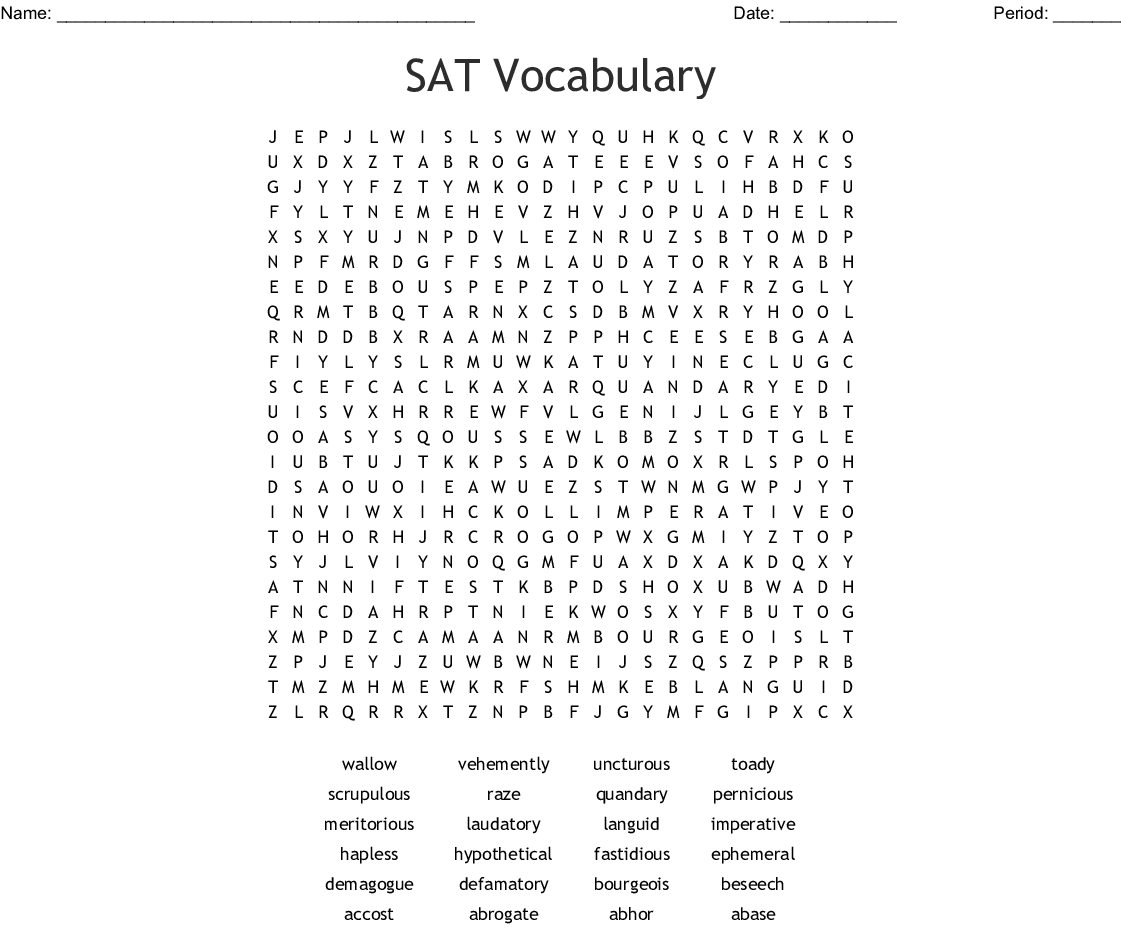 Sat Vocabulary Word Search - Wordmint