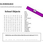 School Wordsearch   Hidden Message   English Esl Worksheets