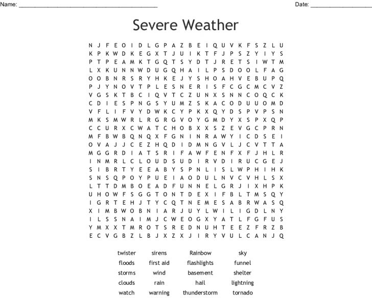 Wild Weather Word Search