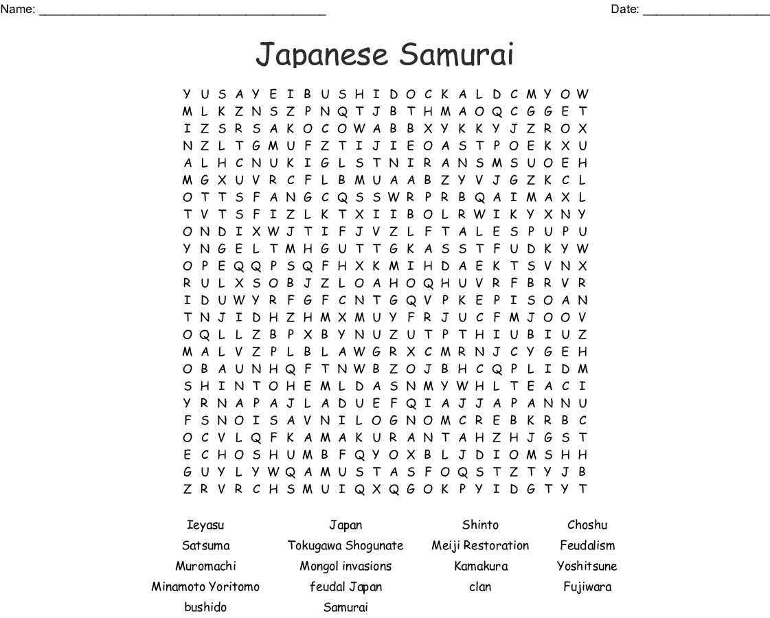 Shogun Japan Word Search - Wordmint