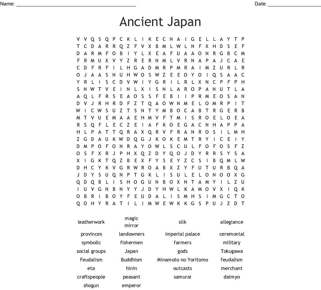 Shogun Japan Word Search - Wordmint