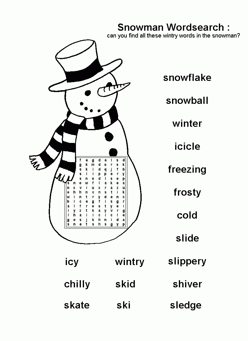 Snowman Word Search