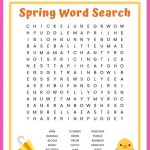 Spring Word Search Printable Worksheet With 24 Spring Themed