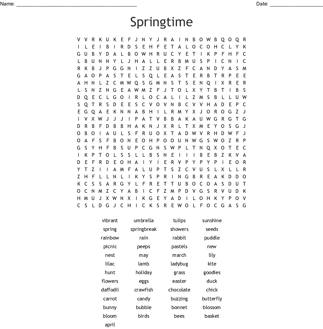 Spring Word Search - Wordmint