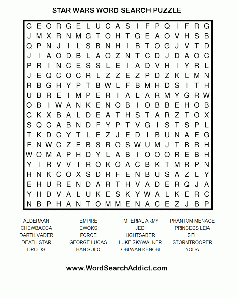 Star Wars Word Search Puzzle | Star Wars Classroom, Star