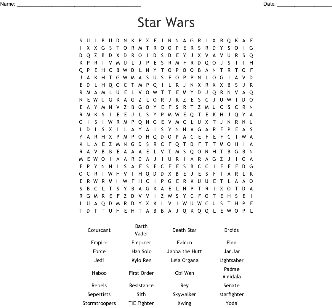 Star Wars Word Search - Wordmint