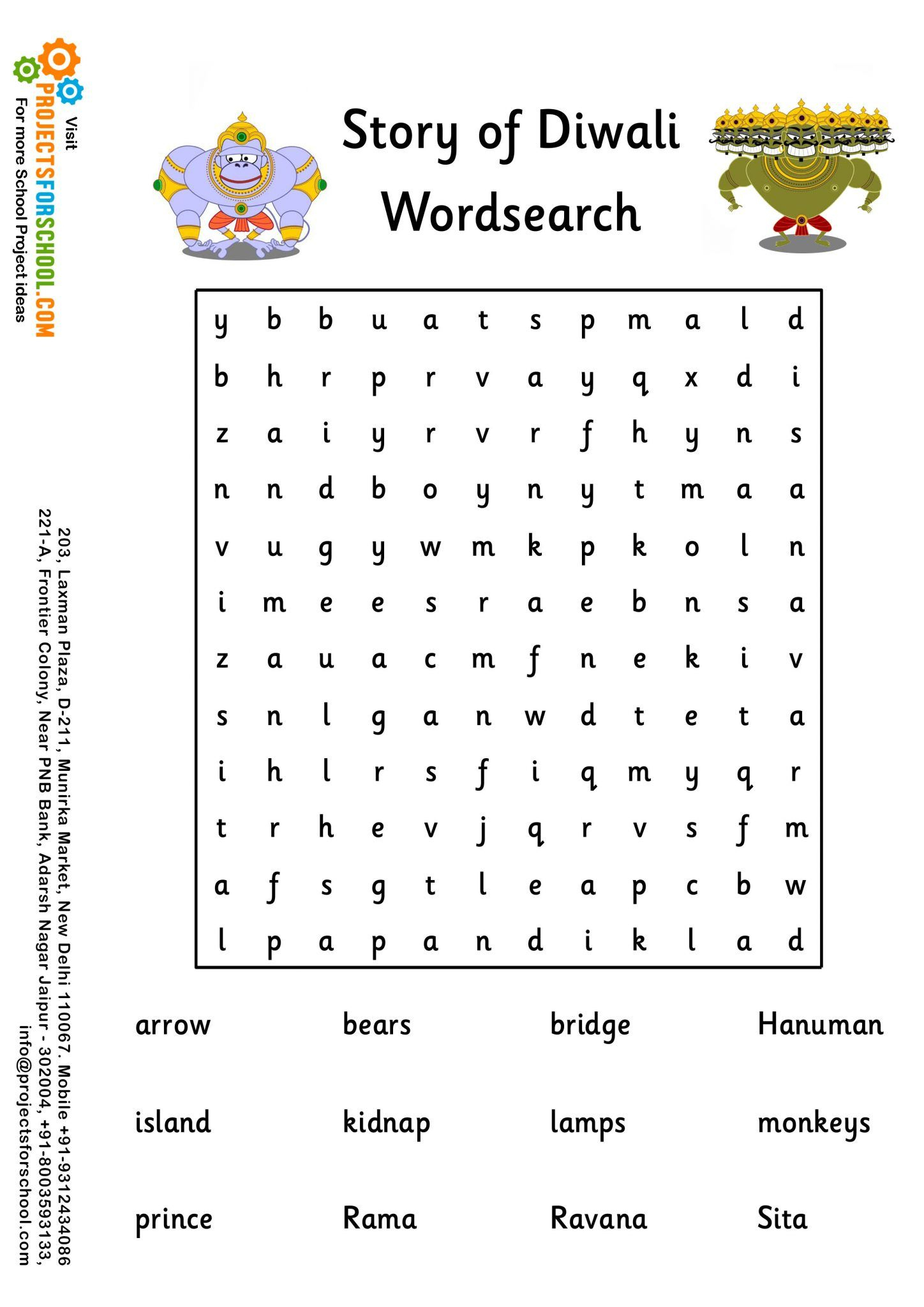 Story Of Diwali Wordsearch - Free Download | Mardi Gras