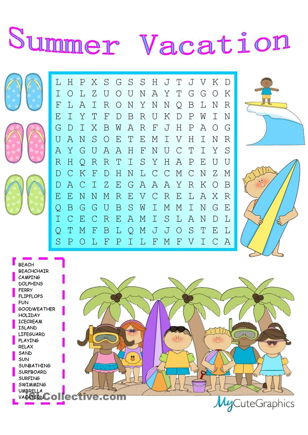 summer holidays crossword english esl worksheets for word search